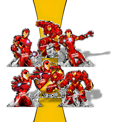 6 Display De Mesa Decoração Homem De Ferro Festa Aniversário