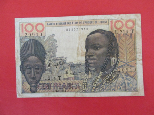 Billete Banco De Togo Africa Occidental 100 Francos Escaso