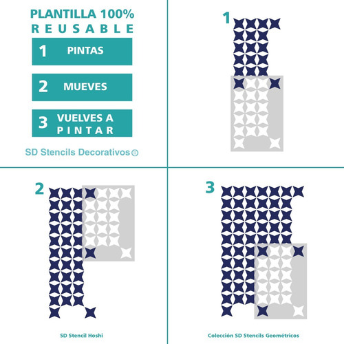 Imagen 4 de 5 de Stencil Hoshi Plantilla Decorativa Reusable Para Pintar