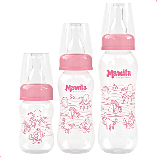3 Mamadeiras Mamita 80ml 150ml 240ml Bico De Silicone Bebê