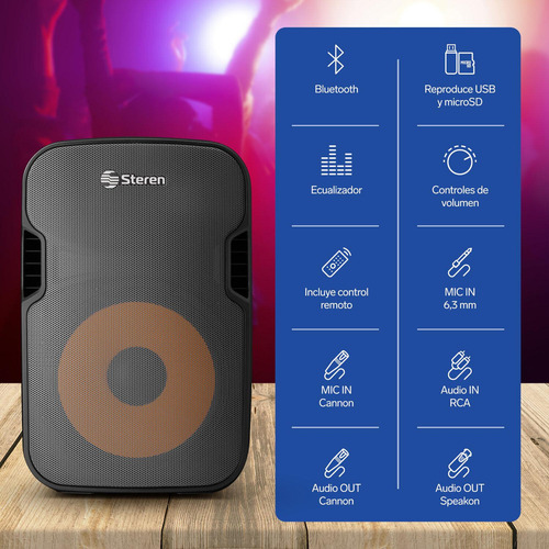 Bafle Profesional Steren Baf-1555bt 15 Pulgadas Bluetooth