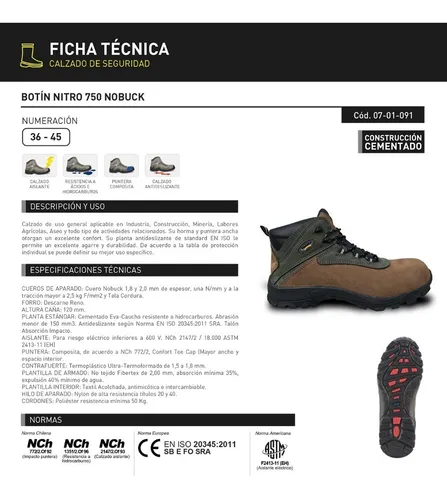 Zapato Bot n De Seguridad Nitro 750 Cuotas sin inter s