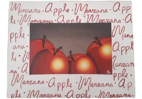 Cuadro Decorativo Pintura Manzanas Letters 2 100x80cms.