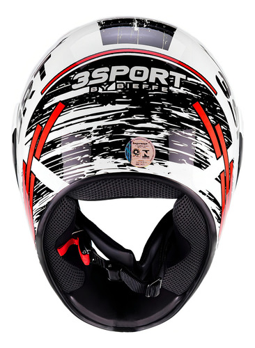 Capacete Bieffe 3 Sport Drax Branco Vermelho Brilho Tamanho do capacete 61
