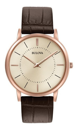 Bulova Classic 97a126 Rose Gold Cuero Reloj Hombre 40mm