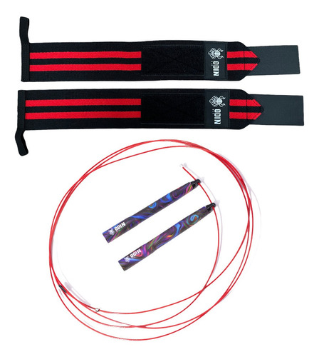 Kit Corda De Pular Profissional Speed Rope Munhequeira Odin