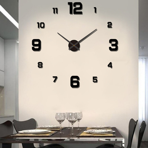 Reloj De Pared Con Moderno Diseño 3d Con Números Negros Gran