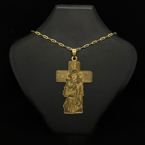 Cadena Y Dije Gauchito Gil Grande Oro 18k Oro 18k 50 Cm
