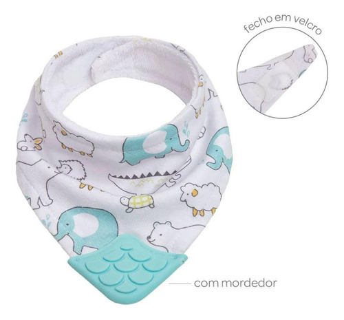 Bandana Baby Com Mordedor Animais Azul Buba