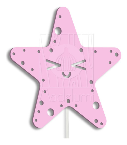 Luminária Abajur Parede Estrela B Madeira G9 30cm Decoração Cor Rosa-claro