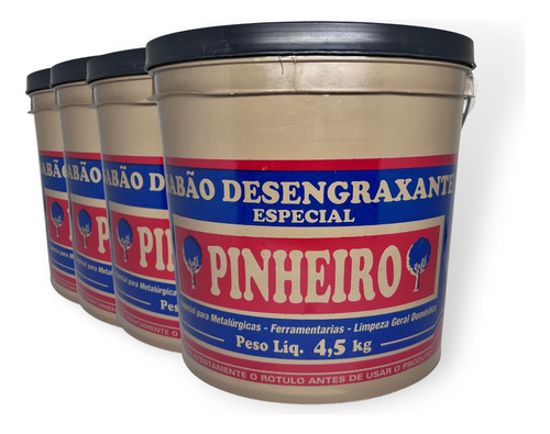 Kit C/04 Pasta Creme Desengraxante Pinheiro P/mãos 4,5kg