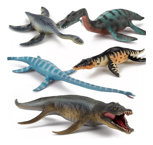 5x Animales Prehistóricos Figuras De Dinosaurios Marinos