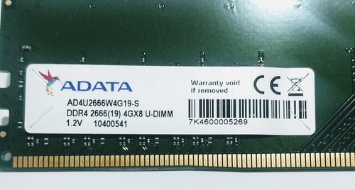 Imagem 1 de 3 de Memória Ddr4 Adata Ad4u2666w4g19-s 4gb 2666mhz