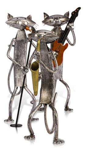 Escultura De Metal De Un Gato Cantor | Artículos De Decoraci