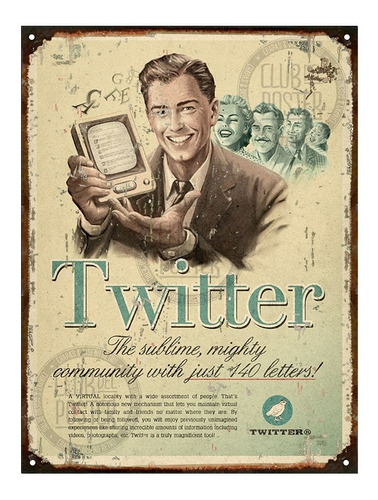 Cartel De Chapa Vintage Retro Facebook Twitter Skype Youtube