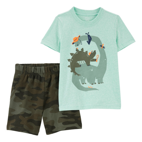 Set 2 Piezas Short Y Remera De Algodón Diseño Dinos Carter