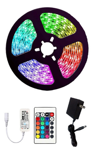 Kit Cinta Led Multicolor Rgb Luz 5mts + Control + Adaptador