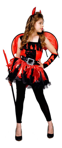 Pgond Disfraz De Halloween Con Vestido De Diablo Rojo Para N