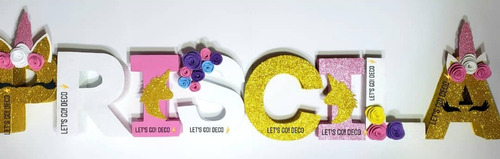 Letras 3d Unicornio | Decoración Candy Bar | Centro De Mesa