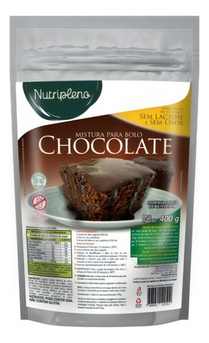 Mistura P/bolo Chocolate Vegano S/glúten Nutripleno 400 Grs