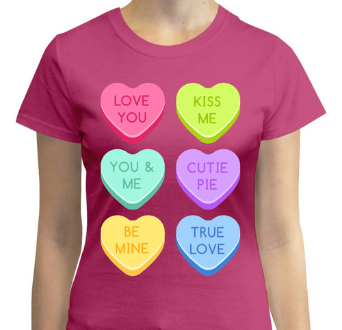 Playera Con Diseño Candy Hearts - Corazones De Dulce - Amor