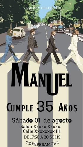 Invitación Digital The Beatles Perzonalizadas