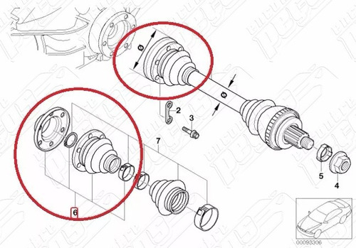 Bmw 325i 2.5 Sedan 1992-1995 Coifa Interna Eixo Traseiro