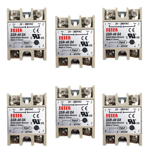 6x Rele De Estado Sólido Ssr-40da 40a 250v 3-32v C/ Nota