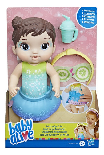 Muñeca Baby Alive Spa Multicolor Cabello Castaño