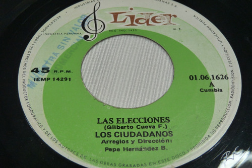 Jch- Los Ciudadanos Las Elecciones Cumbia Peru 45 Rpm