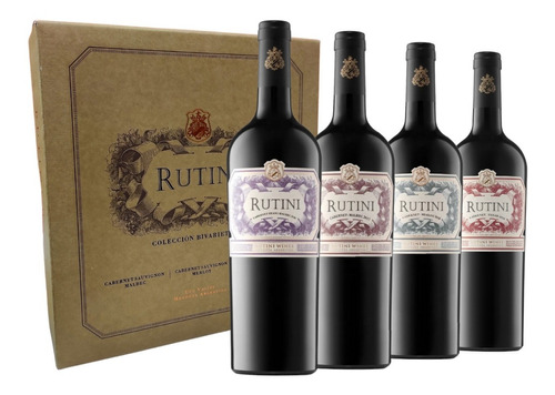 Imagen 1 de 10 de Vino Rutini Coleccion X 4 Con Estuche Para Regalo Bivarietal