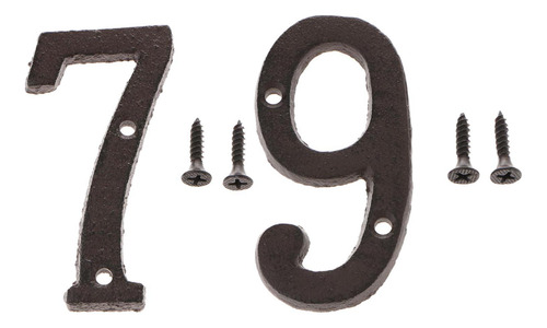 2x Placa De Placa De Puerta De Número De Hierro