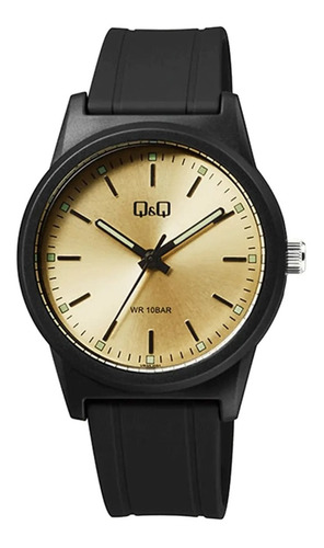 Reloj Q&q Analogo Hombre Pvc Analogo Fondo Dorado Febo