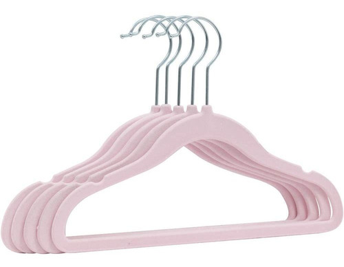 Imagem 3 de 8 de Kit Com 5 Cabides Infantil De Veludo Rosa Buba