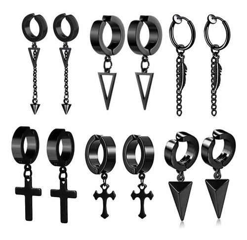 12 Pz Piercing Hombre Falsos Aretes Clip Sin Perforación