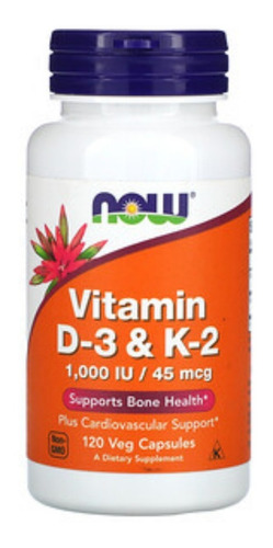 Suplemento Em Cápsulas Now Foods Vitamin D-3 & K-2 Vitaminas Em Pote 120 Un