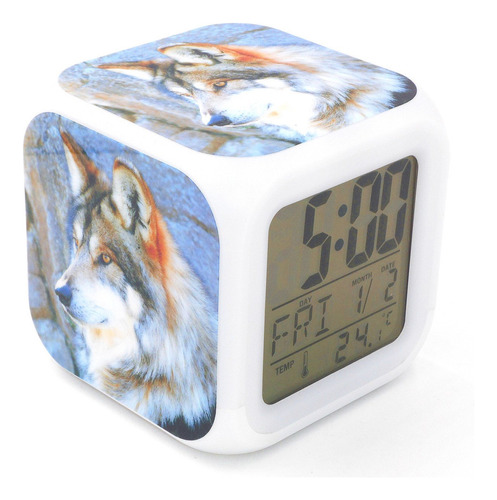 Reloj Despertador Diseño Cabeza Lobo Personalidad Creativa
