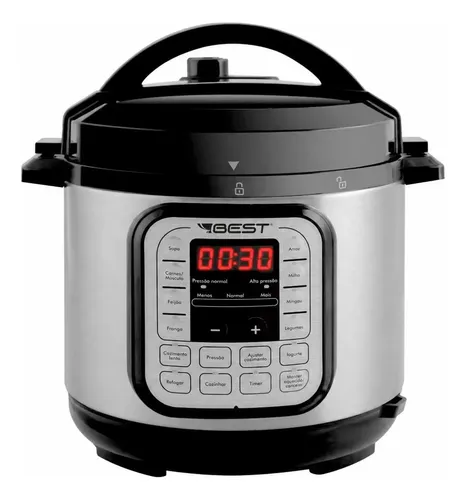 Panela De Pressão Elétrica Best 6l Painel Digital Inox Prateado E Preto 220v  60hz