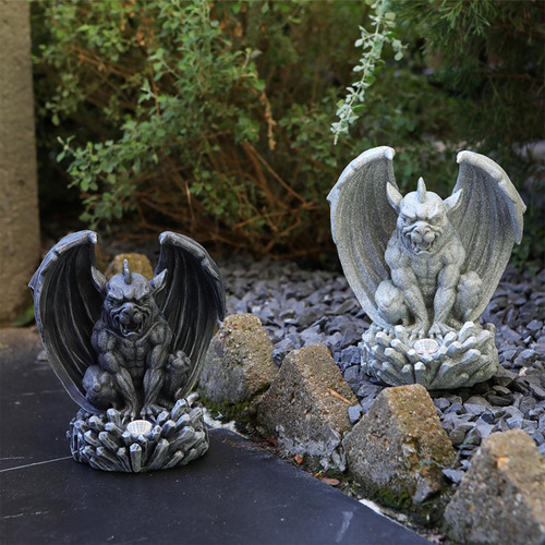 Estatua De Jardín De Esculturas De Con Lámpara Solar Gris