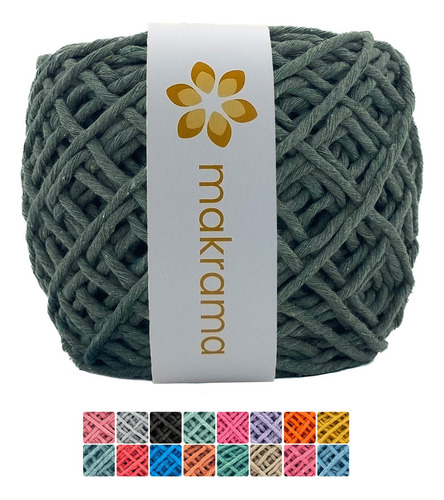 Makrama Cordón Macramé 3mm Hilaza Algodón 100m Colres Varios Color Verde Militar