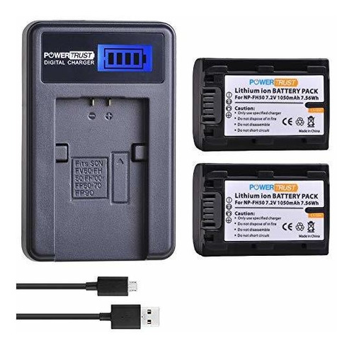 2 Paquete Np Fh50 Fh50 Carger Usb Lcd Para Sony Np Fh40...