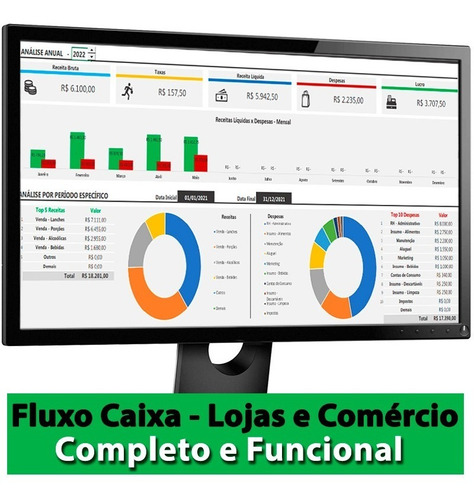 Imagem 2 de 6 de Planilha Fluxo De Caixa - Excel - Hamburgueria - Lanchonete