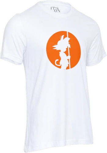 Playera Goku De Niño Con Báculo Mágico En Circulo Naranja.