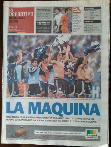 Mundial 2006 / Suple Clarín / Argentina 6 - Serbia 0