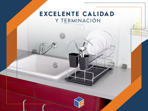 Imagen 6 de 11 de Secaplatos Escurridor Para Platos Con Cubiertero Cromado