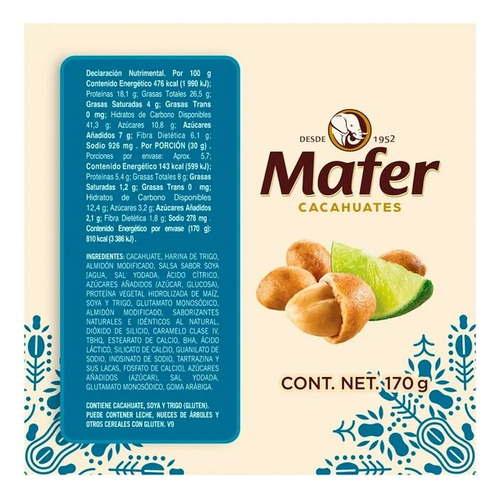 Cacahuates Mafer Japonés Tostado Con Limón De 170 G