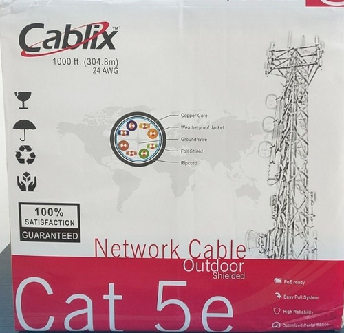 Bobina Cable Utp Outdoor Cat5e 305mts  100% Cobre Cablix