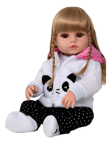 Boneca Reborn Loira Pandinha Fofa Fala E Chora Com 21 Itens