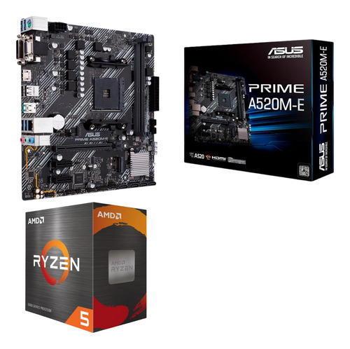 Kit Placa Mãe Asus A520m-e Ryzen 5 4600g 3.7ghz Vega 7