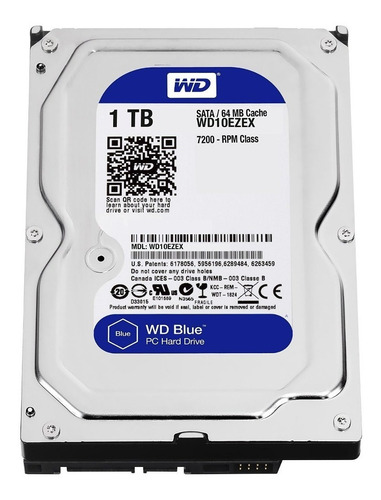 Imagen 3 de 5 de Disco Duro 1 Tb Wd Blue 1tb Sata 6 Gb/s 7200 Rpm 64mb
